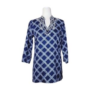 Brooks Brother Beaded Cotton Tunic Blouse‎ Size Small